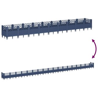 Plantenbak met pinnen 363,5x43,5x43,5 cm polypropeen blauwgrijs