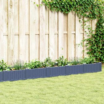 Plantenbak met pinnen 362,5x42,5x28,5 cm polypropeen blauwgrijs