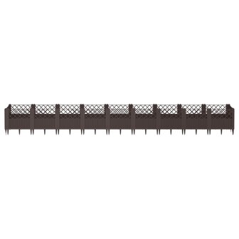 Plantenbak met pinnen 363,5x43,5x43,5 cm polypropeen bruin