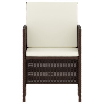 6-delige Tuinset met kussens poly rattan bruin