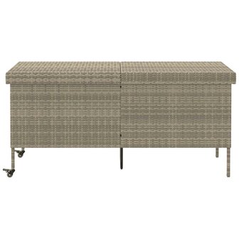 Tuinbox met wielen 160x55x75 cm poly rattan lichtgrijs