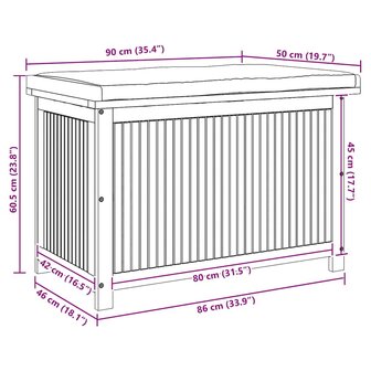 Kussenbox voor buiten 90x50x60,5 cm massief acaciahout