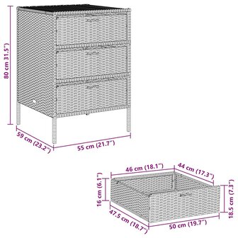 Tuinkast 55x59x80 cm poly rattan bruin