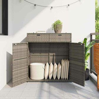Tuinkast 105x55x113 cm poly rattan grijs