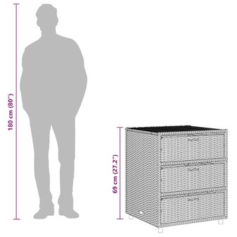 Tuinkast 55x59x69 cm poly rattan grijs