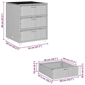 Tuinkast 55x59x69 cm poly rattan grijs
