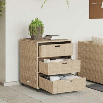 Tuinkast 55x59x69 cm poly rattan beige