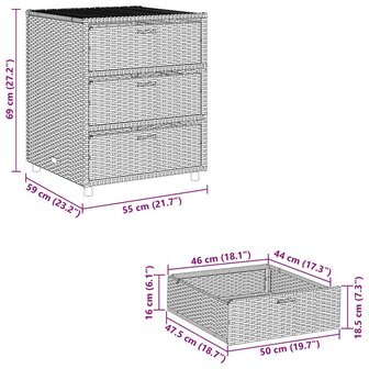 Tuinkast 55x59x69 cm poly rattan beige