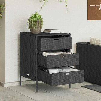 Tuinkast 55x59x80 cm poly rattan zwart