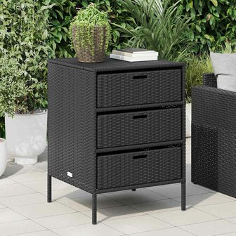 Tuinkast 55x59x80 cm poly rattan zwart