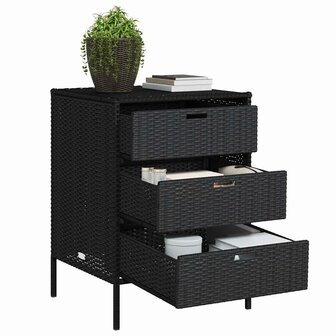 Tuinkast 55x59x80 cm poly rattan zwart
