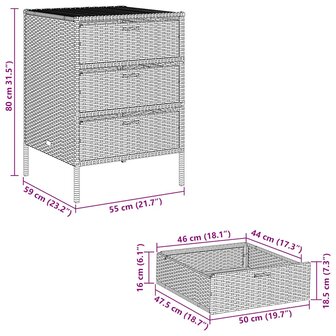 Tuinkast 55x59x80 cm poly rattan zwart