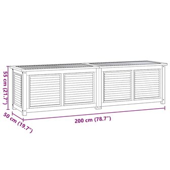Tuinbox met zak 200x50x55 cm massief teakhout