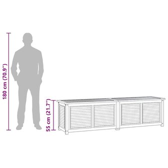 Tuinbox met zak 200x50x55 cm massief teakhout