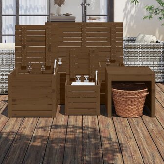 4-delige Tuinboxset massief grenenhout honingbruin