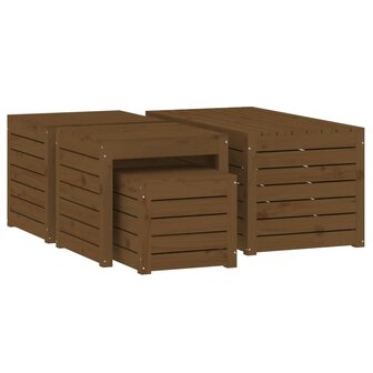 4-delige Tuinboxset massief grenenhout honingbruin