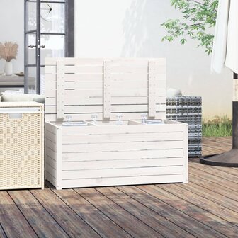 Tuinbox 101x50,5x46,5 cm massief grenenhout wit