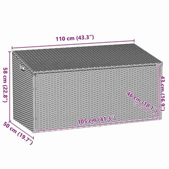 Tuinbox 110x50x58 cm poly rattan grijs