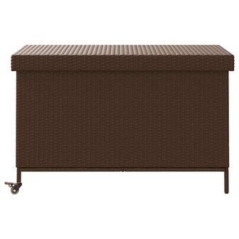Tuinbox met wielen 110x55x73 cm poly rattan bruin