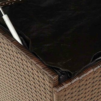 Tuinbox met wielen 110x55x73 cm poly rattan bruin