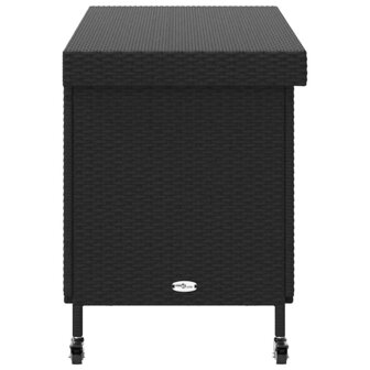 Tuinbox met wielen 110x55x73 cm poly rattan zwart