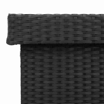 Tuinbox met wielen 110x55x73 cm poly rattan zwart