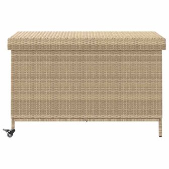 Tuinbox met wielen 110x55x73 cm poly rattan gemengd beige