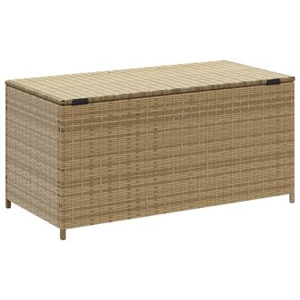 Tuinbox met wielen 190 L poly rattan gemengd beige