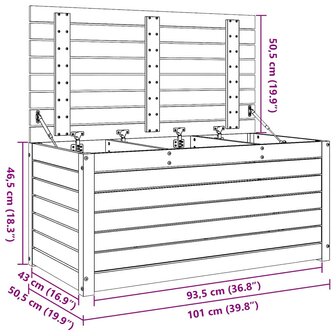 Tuinopslagdoos Wasbruin 101 x 50.5 x 46.5 cm Massief grenenhout