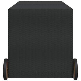 Tuinbox met wielen 283 L poly rattan zwart
