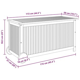 Tuinbox met wieltjes 113x50x58 cm massief acaciahout