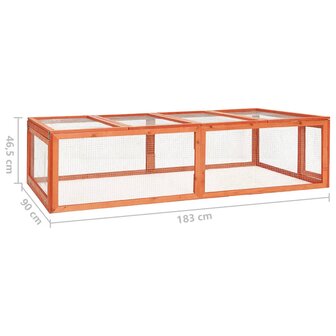 Konijnenhok 183x90x46,5 cm massief vurenhout