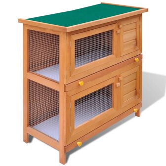Buitenkonijnenhok voor kleine huisdieren, 4 deuren, hout