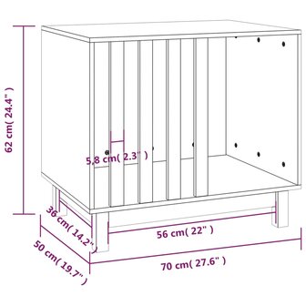 Hondenhok 70x50x62 cm massief grenenhout wit