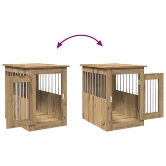 Hondenbench 45x62x59 cm bewerkt hout artisanaal eikenkleurig