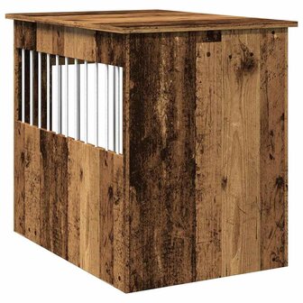 Hondenbench 55x80x68 cm bewerkt hout oud houtkleurig