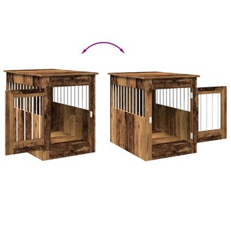 Hondenbench 55x80x68 cm bewerkt hout oud houtkleurig