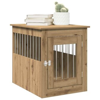 Hondenbench 55x75x65 cm bewerkt hout artisanaal eikenkleurig