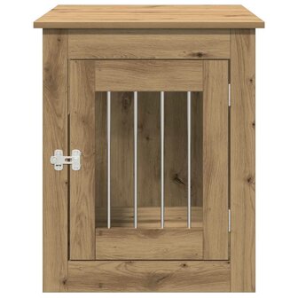 Hondenbench 55x75x65 cm bewerkt hout artisanaal eikenkleurig