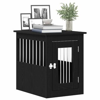 Hondenbenchmeubel 62x45x59 cm bewerkt hout zwart eikenkleurig