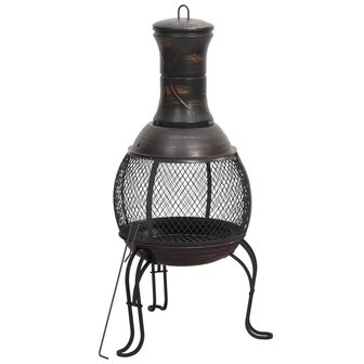 Tuinkachel met pook 39x39x90 cm staal