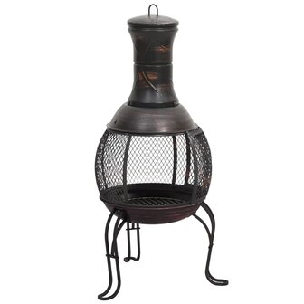 Tuinkachel met pook 39x39x90 cm staal