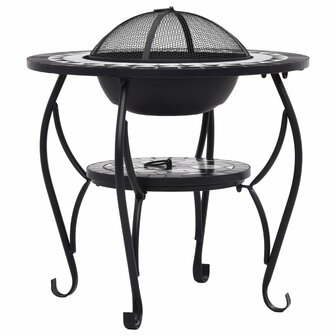 Vuurtafel moza&iuml;ek 68 cm keramiek zwart en wit