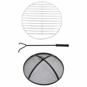 Vuurtafel moza&iuml;ek 68 cm keramiek zwart en wit
