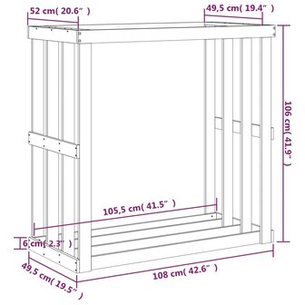 Houtblokhouder 108x52x106 cm massief grenenhout wit