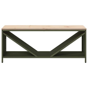 Brandhoutrek met houten blad olijfgroen 100,5x35,5x40 cm