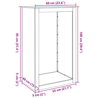 Haardhoutrek 60x40x100 cm staal antracietkleurig