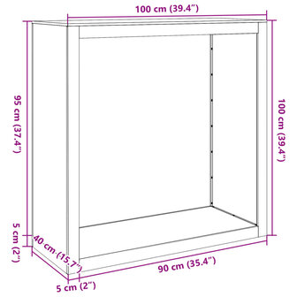 Haardhoutrek 100x40x100 cm roestvrij staal