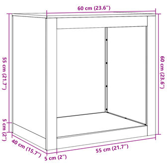 Haardhoutrek 60x40x60 cm staal wit