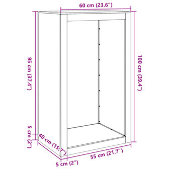Haardhoutrek 60x40x100 cm staal wit